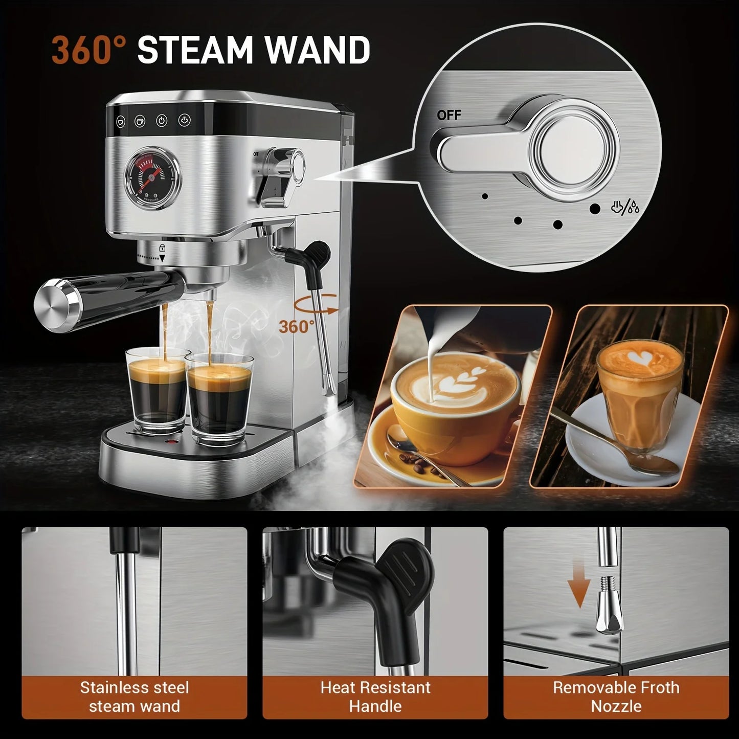 Espresso Maker With Milk Forth Steam